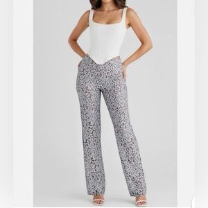 House of CB Gray Printed Wide-Leg Pants